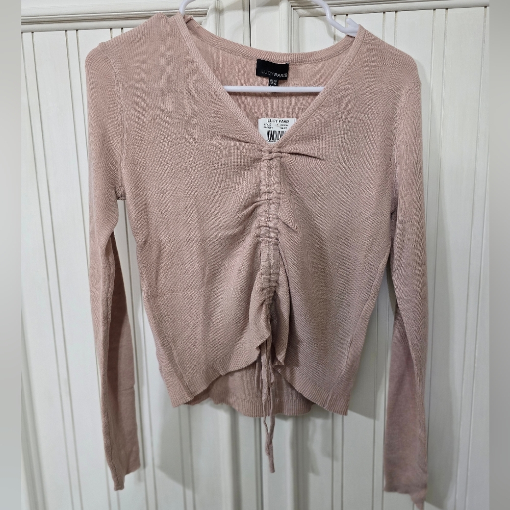 Lucy Paris Women's Pink Ruched Top XS NWT